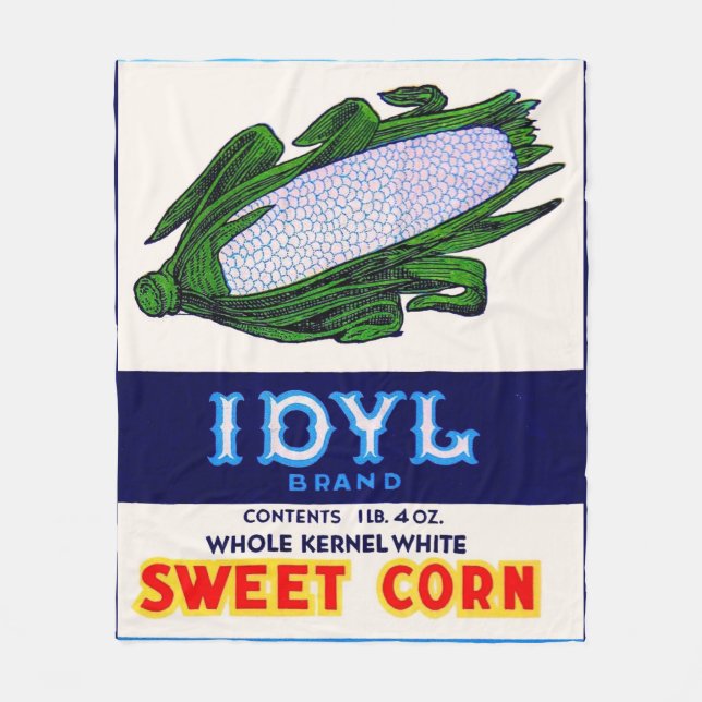 1930s Idyl Sweet Corn label print Fleece Blanket (Front)