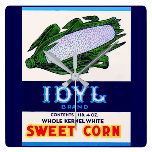 1930s Idyl Sweet Corn label Square Wall Clock