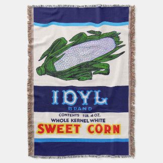 1930s Idyl Sweet Corn label Throw Blanket