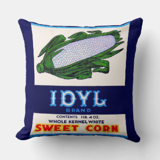 1930s Idyl Sweet Corn label Throw Pillow