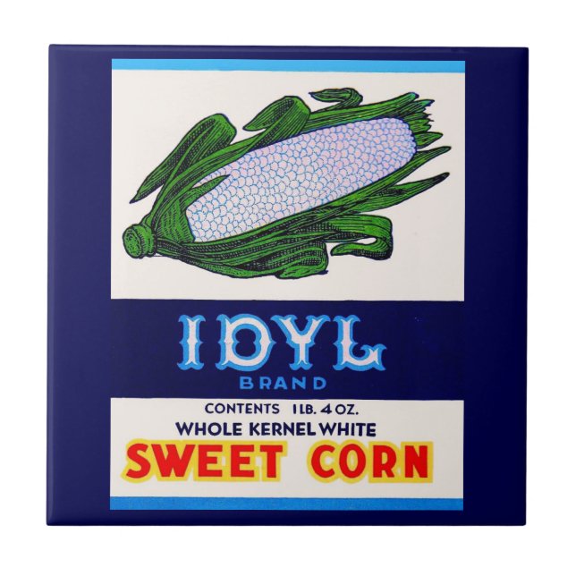 1930s Idyl Sweet Corn label Tile (Front)