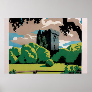 1930s Ireland Travel Poster Blarney Castle, Cork
