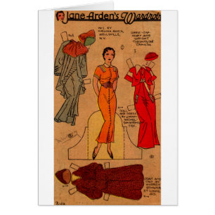 1930s Jane Arden paper doll blue dress red dress