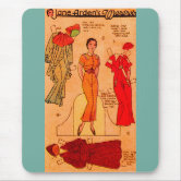 jane arden dress designer 1930s paper doll Jane Arden white gown and more Mouse Pad
