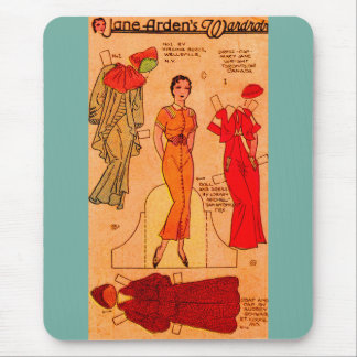 1930s Jane Arden paper doll blue dress red dress Mouse Pad