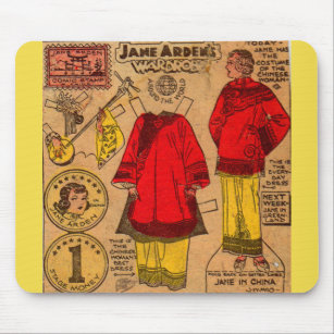 1930s Jane Arden paper doll Chinese clothes Mouse Pad