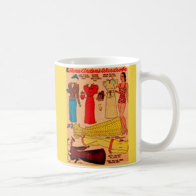 1930s Jane Arden paper doll six cool outfits Coffee Mug (Right)