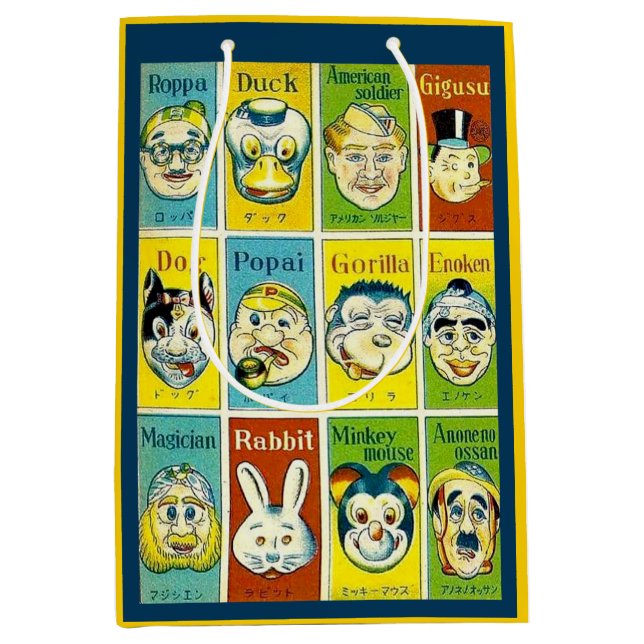 1930s Japanese game card print Medium Gift Bag (Front)