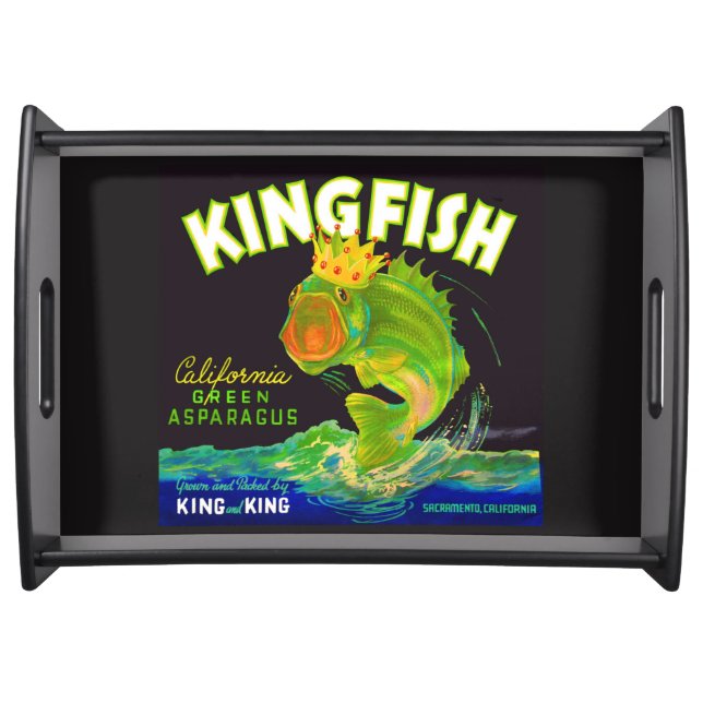 1930s Kingfish asparagus crate label print Serving Tray (Front)