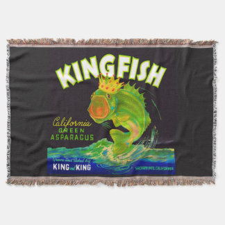 1930s Kingfish asparagus crate label Throw Blanket