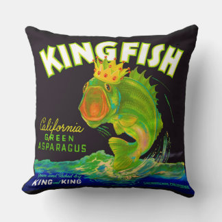 1930s Kingfish asparagus crate label Throw Pillow