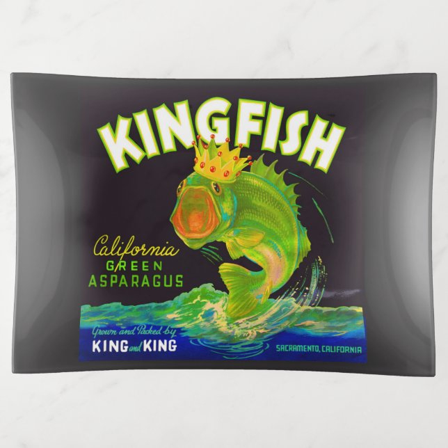 1930s Kingfish asparagus crate label Trinket Tray (Front)