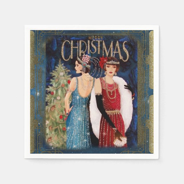 1930's Ladies Christmas Art       Napkins (Front)