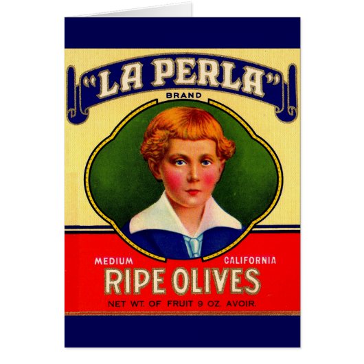 1930s LaPerla Olives label Cards (Front)
