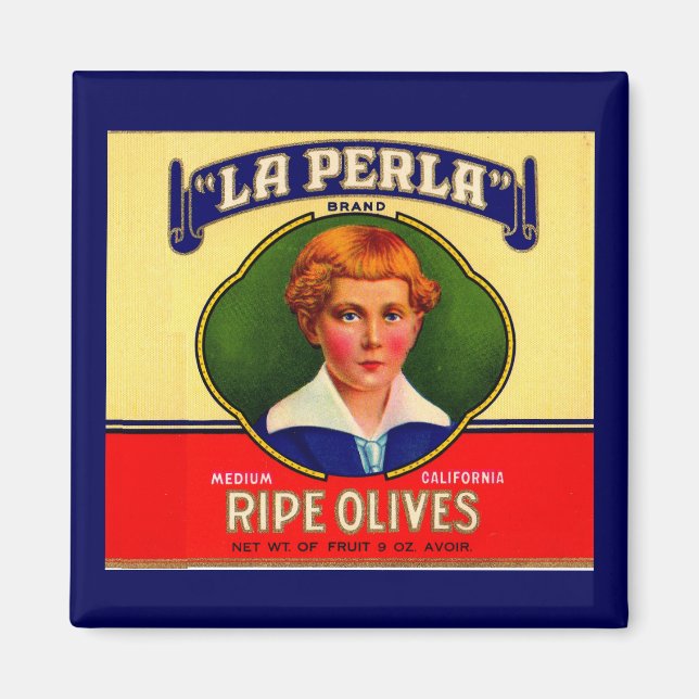 1930s LaPerla Olives label Magnet (Front)