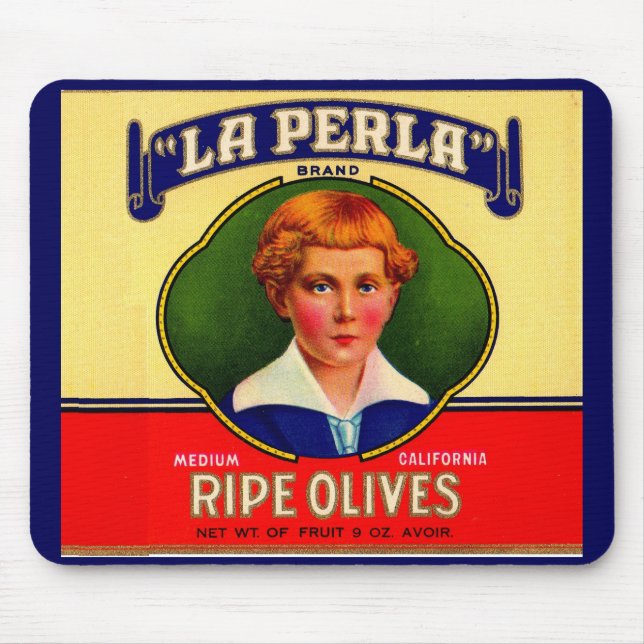 1930s LaPerla Olives label Mouse Pad (Front)