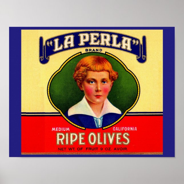 1930s LaPerla Olives label Poster (Front)
