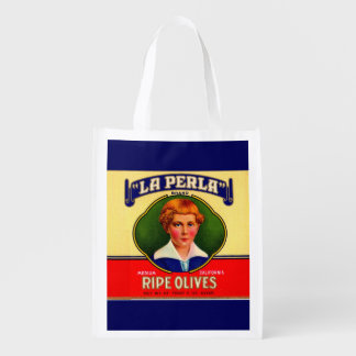 1930s LaPerla Olives label print Grocery Bag