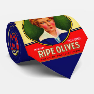 1930s LaPerla Olives label print Neck Tie