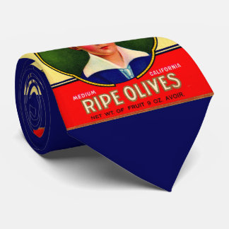 1930s LaPerla Olives label print Tie