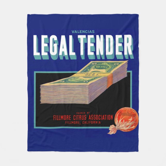 1930s Legal Tender orange crate label Fleece Blanket (Front)