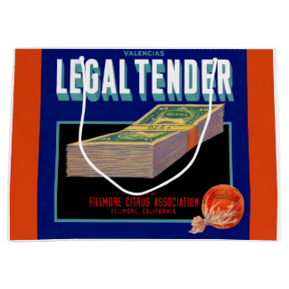 1930s Legal Tender orange crate label Large Gift Bag