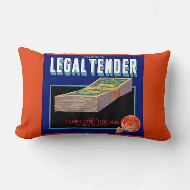 1930s Legal Tender orange crate label Lumbar Pillow (Front)