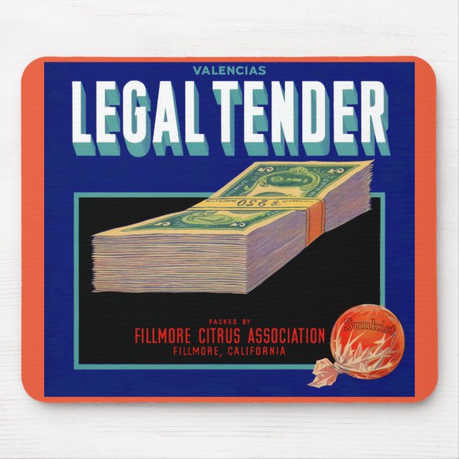 1930s Legal Tender orange crate label Mouse Pad (Front)