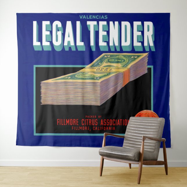 1930s Legal Tender orange crate label Tapestry (In Situ (Horizontal))