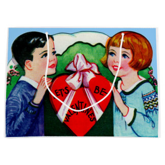 1930s Let’s Be Valentines print Large Gift Bag