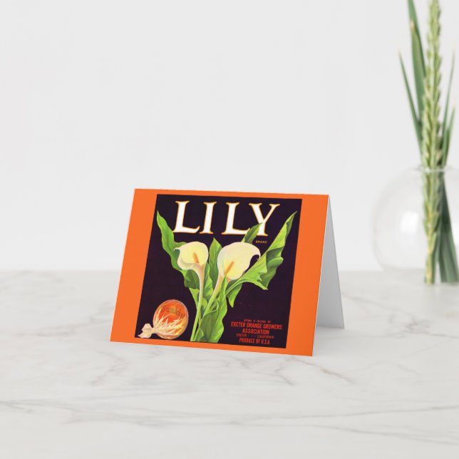 1930s Lily orange crate label Note Card (Front)
