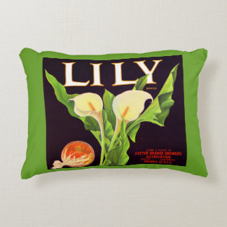 1930s Lily orange crate label print Accent Pillow