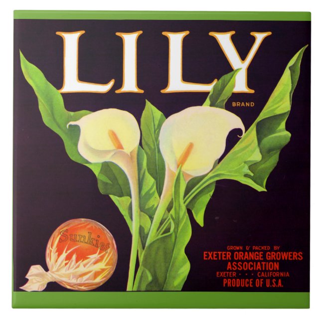 1930s Lily orange crate label print Ceramic Tile (Front)