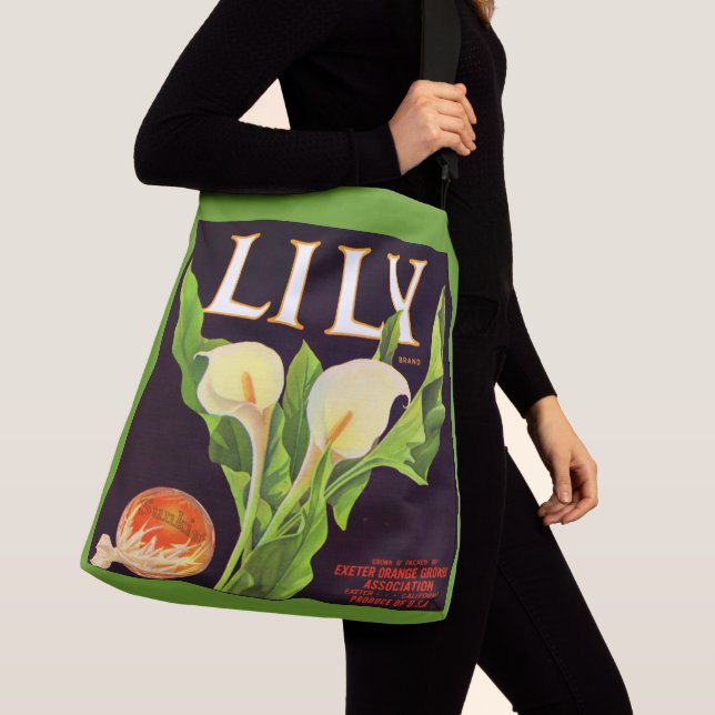 1930s Lily orange crate label print Crossbody Bag (Close Up)