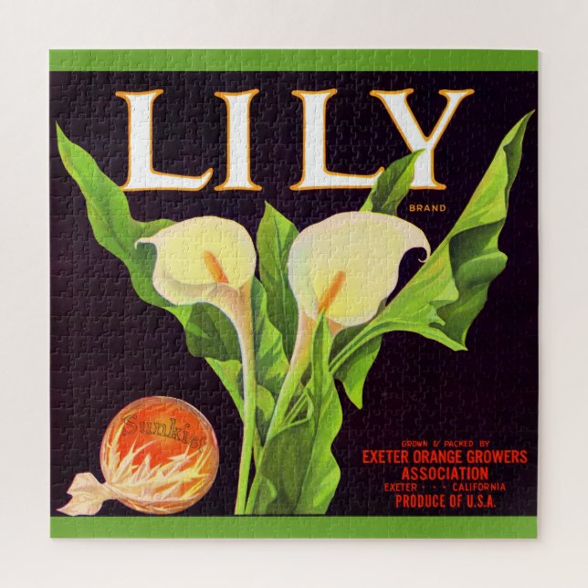 1930s Lily orange crate label print Jigsaw Puzzle (Vertical)