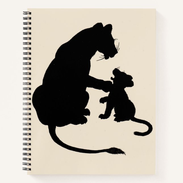 1930s lioness and cub silhouette notebook (Front)