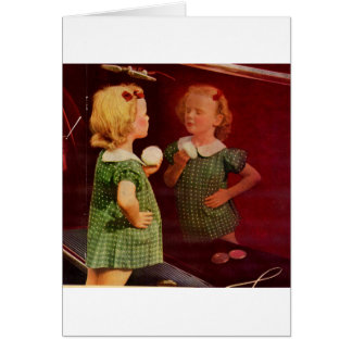 1930s little girl looking in the mirror cards