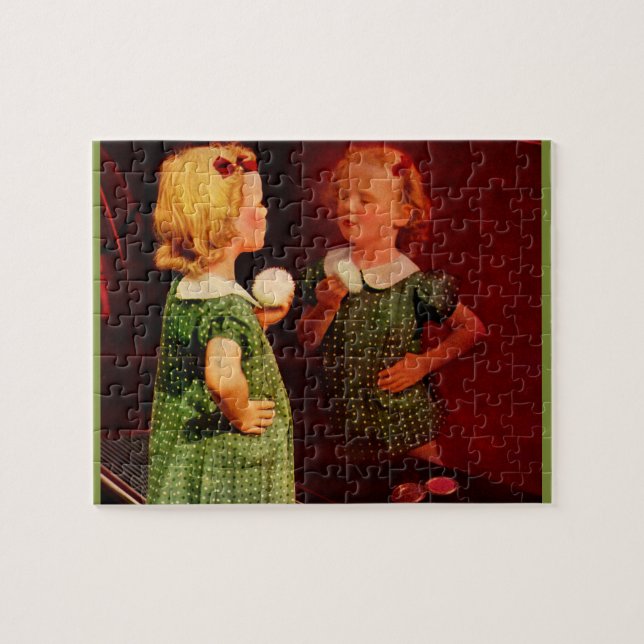 1930s little girl looking in the mirror jigsaw puzzle (Horizontal)