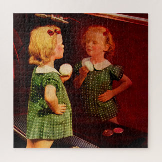 1930s little girl looking in the mirror jigsaw puzzle