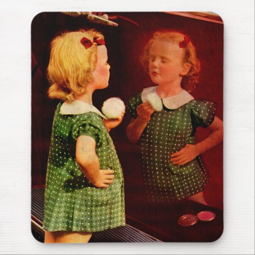 1930s little girl looking in the mirror mouse pad