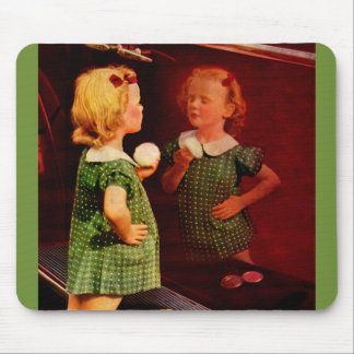 1930s little girl looking in the mirror mouse pad