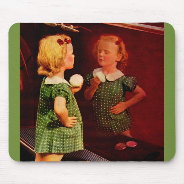 1930s little girl looking in the mirror mouse pad (Front)