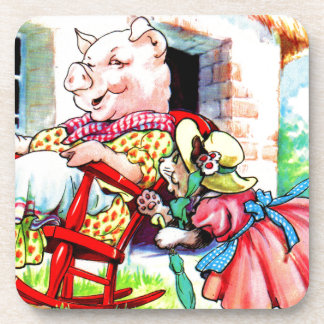 1930s mama kitty and baby kitty visit pig coaster