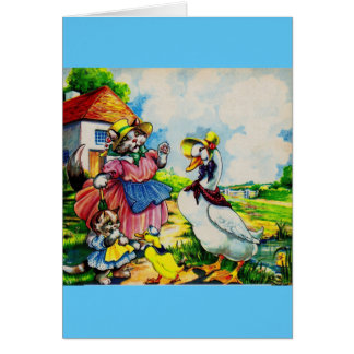 1930s mama kitty cat and baby kitty visit ducks po cards
