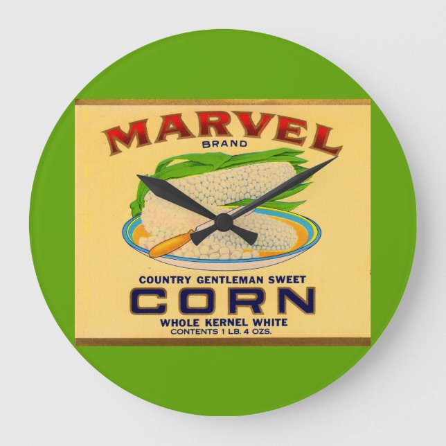 1930s Marvel canned corn label Large Clock (Front)