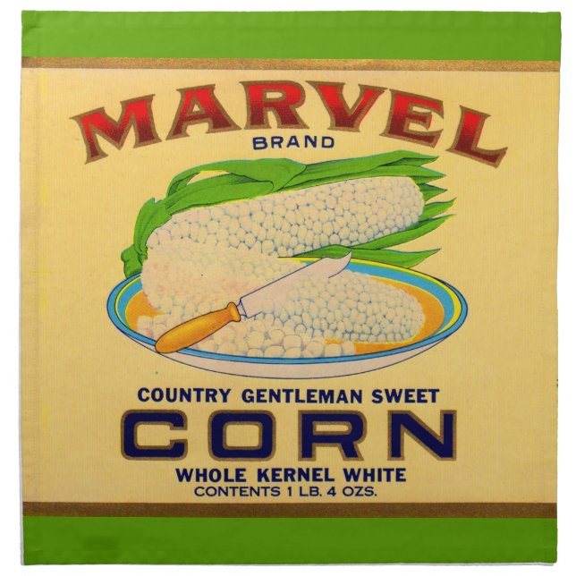 1930s Marvel canned corn label Napkin (Front)