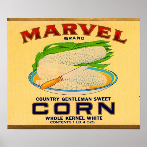 1930s Marvel canned corn label Poster