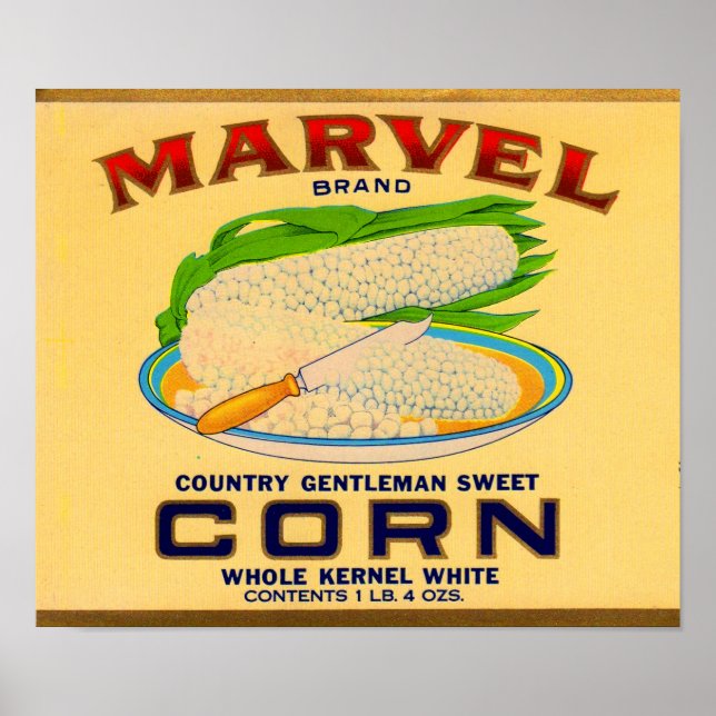 1930s Marvel canned corn label Poster (Front)