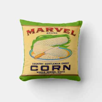 1930s Marvel canned corn label print Throw Pillow