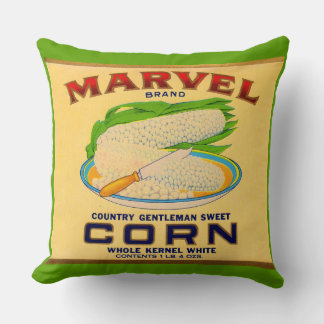 1930s Marvel canned corn label Throw Pillow